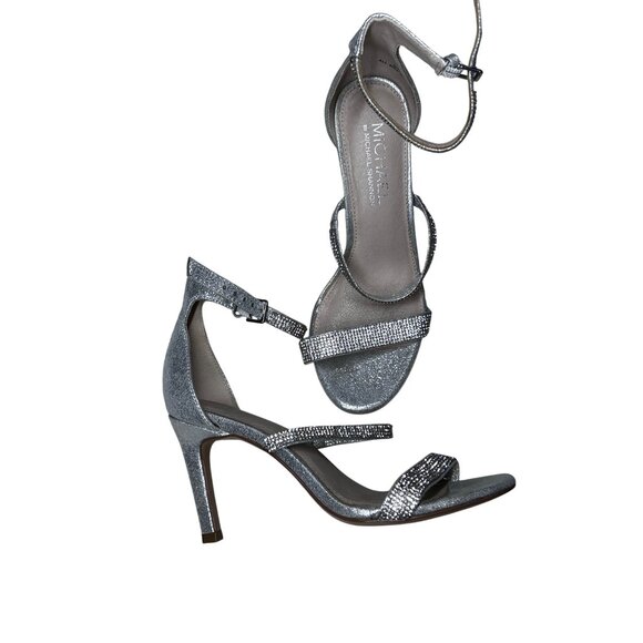 Michael Kors Silver Rhinestone Strappy High Heel Sandals Women's 6 KORS-6 - Picture 1 of 8